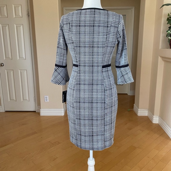 NWT Plaid Dress with Flared Sleeves - Picture 2 of 7